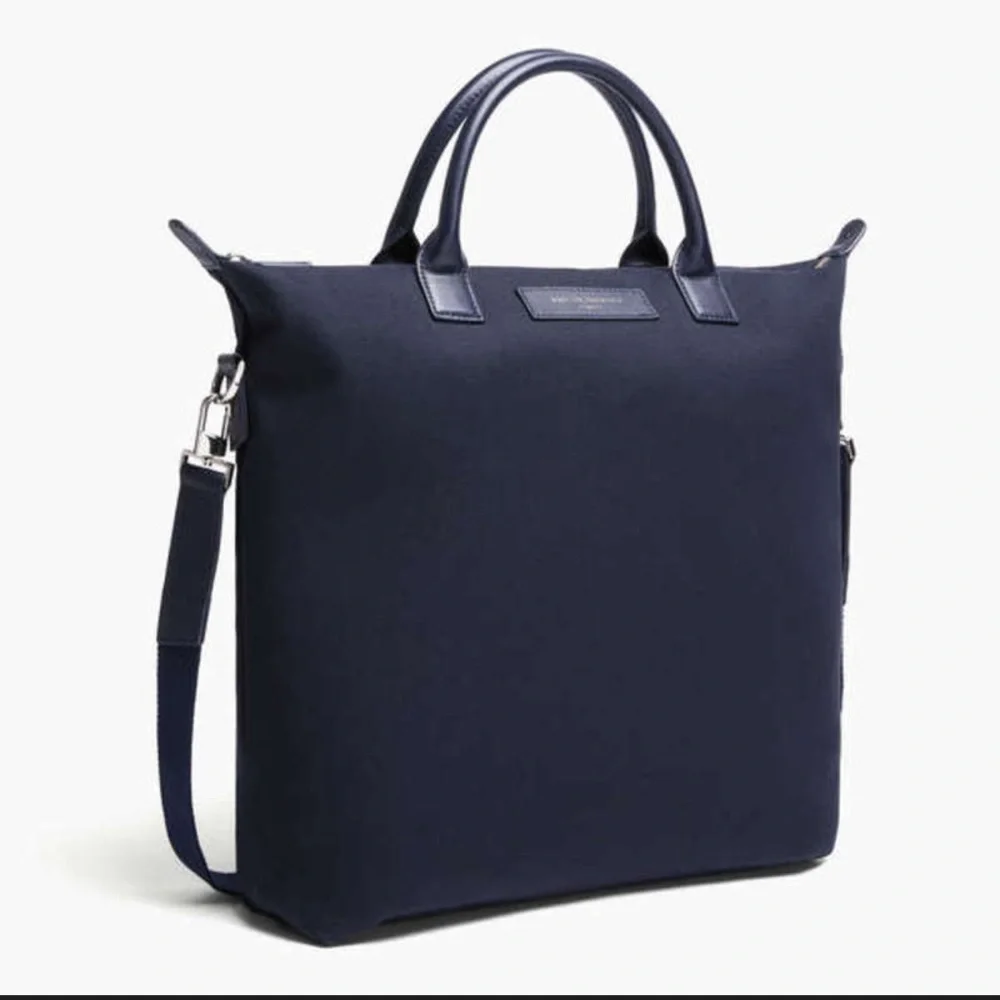 WANT Les Essentiels | O’Hare | Navy Tote Bag | Leather Trimmed
